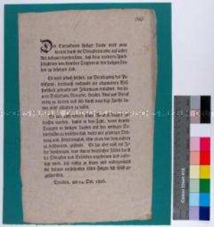 Aufruf an die Bevölkerung Dresdens zur Wahrung der Ruhe und Ordnung