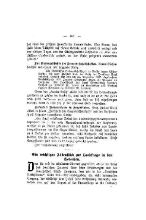 Ein wichtiges Aktenstück zur Landfrage in den Kolonien
