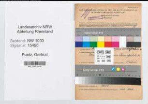 Entnazifizierung Gertrud Puetz, geb. 14.03.1920 (Postassistentin)