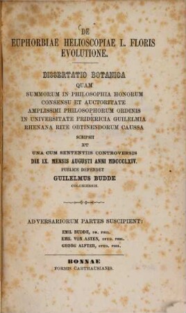 De Euphorbiae Helioscopiae L. floris evolutione