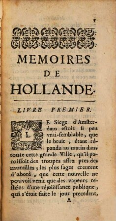 Mémoires de Hollande