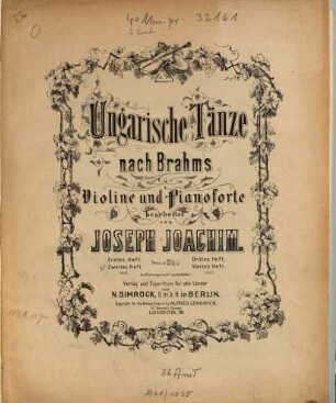 Ungarische Tänze : nach Brahms. 2. 1871. - 19 S. + St.