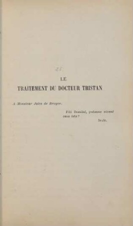 Le traitement du Docteur Tristan