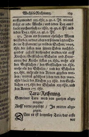 Tara - Rechnung.