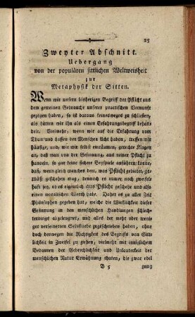 Zweyter Abschnitt. Uebergang von der populären sittlichen Weltweisheit zur Metaphysik der Sitten.