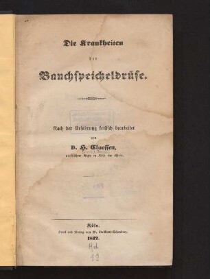 Die Krankheiten der Bauchspeicheldrüse