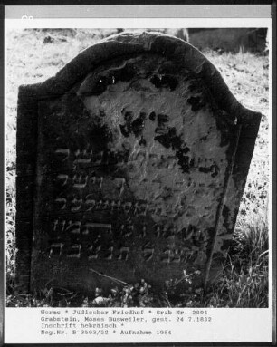 Grabstein des Moses Busweiler (gestorben 1832.07.24)