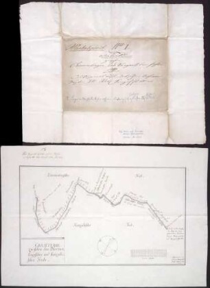 Grenzlinie zwischen dem Dürmentingischen und dem Kanzachischen Triebe Maßstab ca. 1 : 5000 Zeichner: Johann Schreyvogel col. handgez.