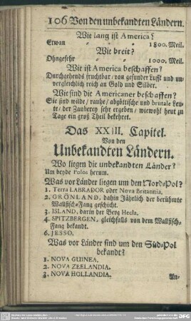 Das XXIII. Capitel. Von den Unbekandten Länder