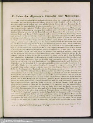 II. Ueber den allgemeinen Charakter einer Mittelschule