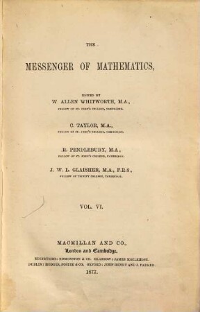 Messenger of mathematics, 6. 1877