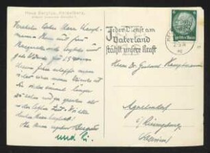 Brief von Friedrich Bergius und Ottilie Bergius an Gerhart Hauptmann