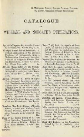 Catalogue of Williams and Norgates publications