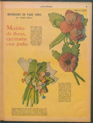 Modelos de flores, ejecutadas con paño [Dibujos] : Novedades en paño lenci
