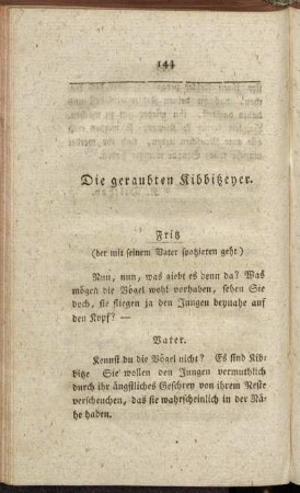 Die geraubten Kibbitzeyer.