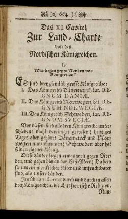 Das XI. Capitel. Zur Land-Charte von den Nordischen Königreichen.