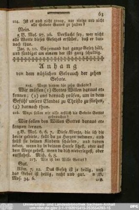 Anhang von dem nützlichen Gebrauch der zehen Gebote.