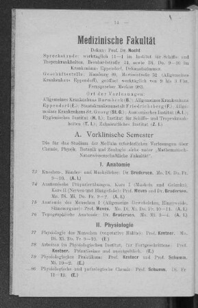 A. Vorklinische Semester
