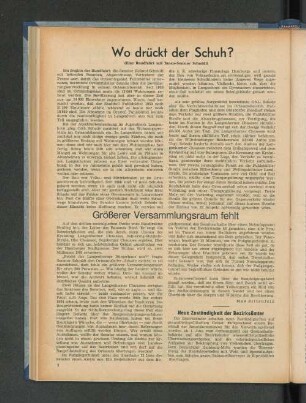 Größerer Versammlungsraum fehlt