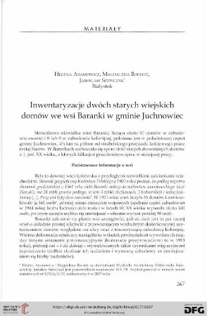 Inwentaryzacje dwóch starych wiejskich domów we wsi Baranki w gminie Juchnowiec
