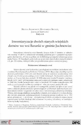 Inwentaryzacje dwóch starych wiejskich domów we wsi Baranki w gminie Juchnowiec