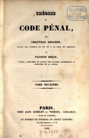 Théorie du Code pénal. 2 (1836)