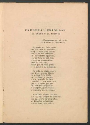 Carreras criollas : (El overo y el tobiano)