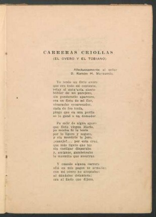 Carreras criollas : (El overo y el tobiano)