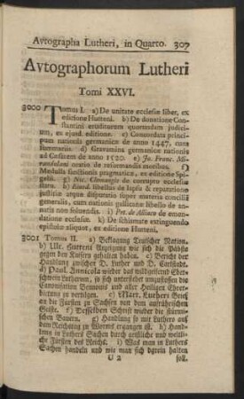 Autographorum Lutheri Tomi XXVI.