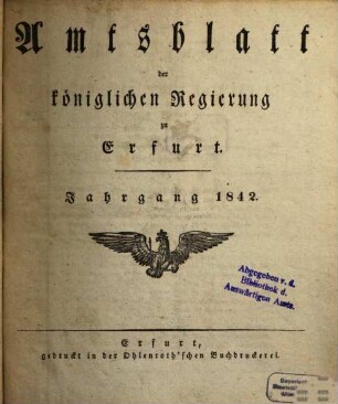 Amtsblatt der Preußischen Regierung zu Erfurt. 1842