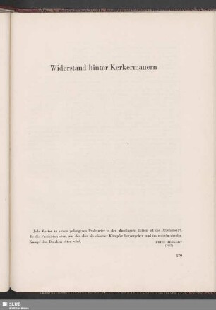 Widerstand hinter Kerkermauern
