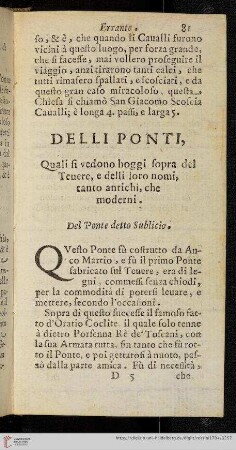 Delli Ponti, quali si vedono hoggi sopra del Teuere, [...]