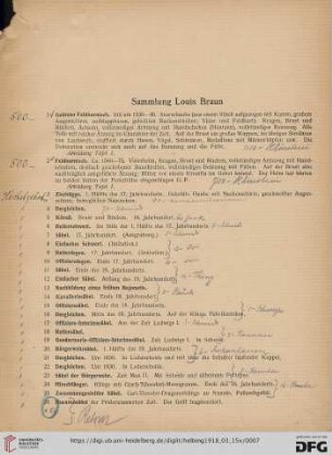 Sammlung Louis Braun (Nr. 1-188)