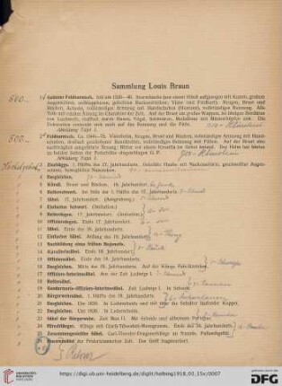 Sammlung Louis Braun (Nr. 1-188)