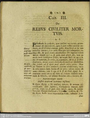 Cap. III. De Rebus Civiliter Mortuis