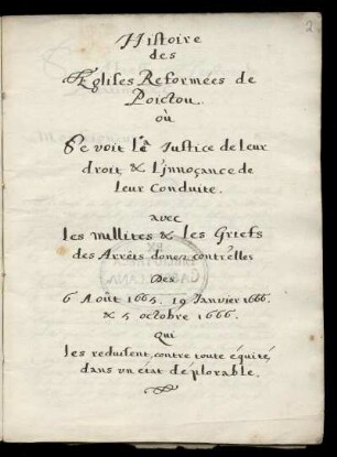 Histoire de églises réformées de Poitou
