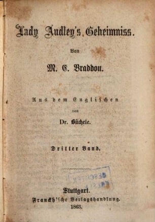 Lady Audley's Geheimniss, 3