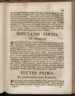 Sectio Prima. De parte hominis vitali, & naturali.