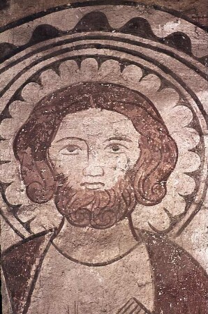 Gruppe von drei Aposteln, darunter Bartholomaeus und Matthias