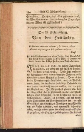 Die XI. Abhandlung. Von der Heucheley