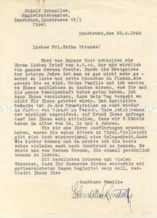 Brief an das Pendle Hill College - Sachkonvolut