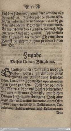 Zugabe Dieses kleinen Büchleins.