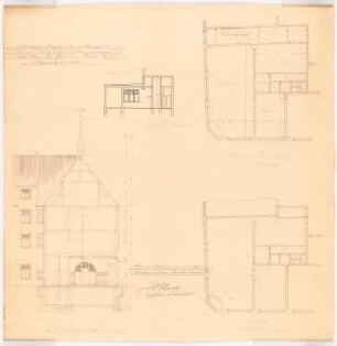 Wohn- und Geschäftshaus Cleves, Herne: Grundrisse und Schnitt 1:100