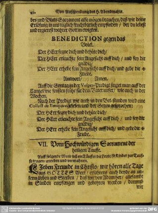 VII. Vom Hochwürdigen Sacrament der heiligen Tauffe