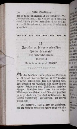 II. Beyträge zu der entomologischen Bücherkenntniß