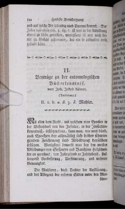 II. Beyträge zu der entomologischen Bücherkenntniß