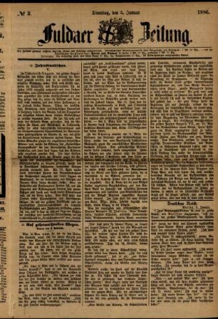 Ausgabe vom Dienstag, den 05. Januar 1886.