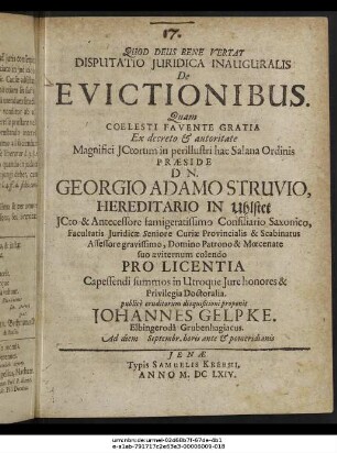 Disputatio Iuridica Inauguralis De Evictionibus