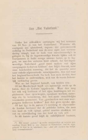 Aan "Het vaderland."