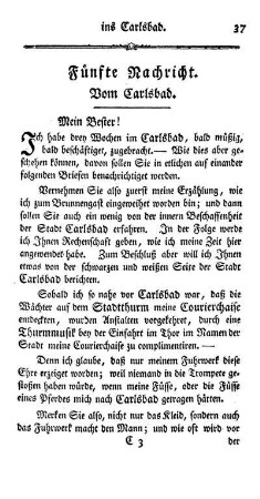 Fünfte Nachricht. Von Carlsbad